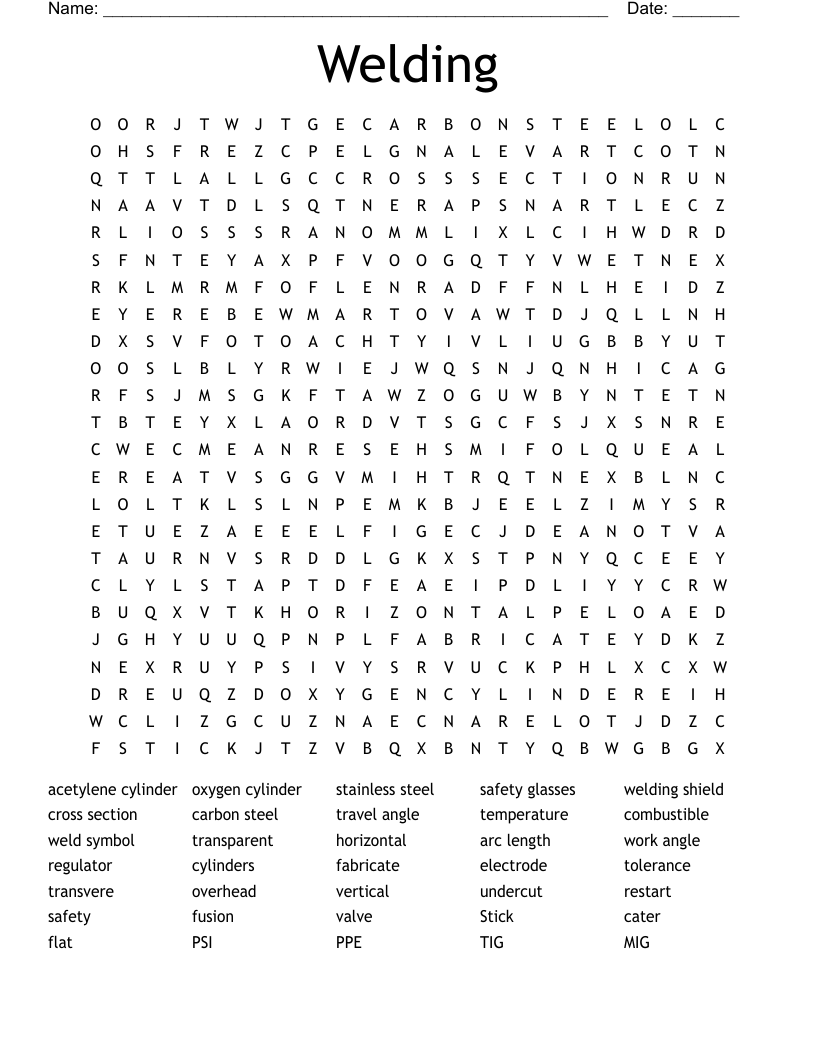 Welding Word Search
