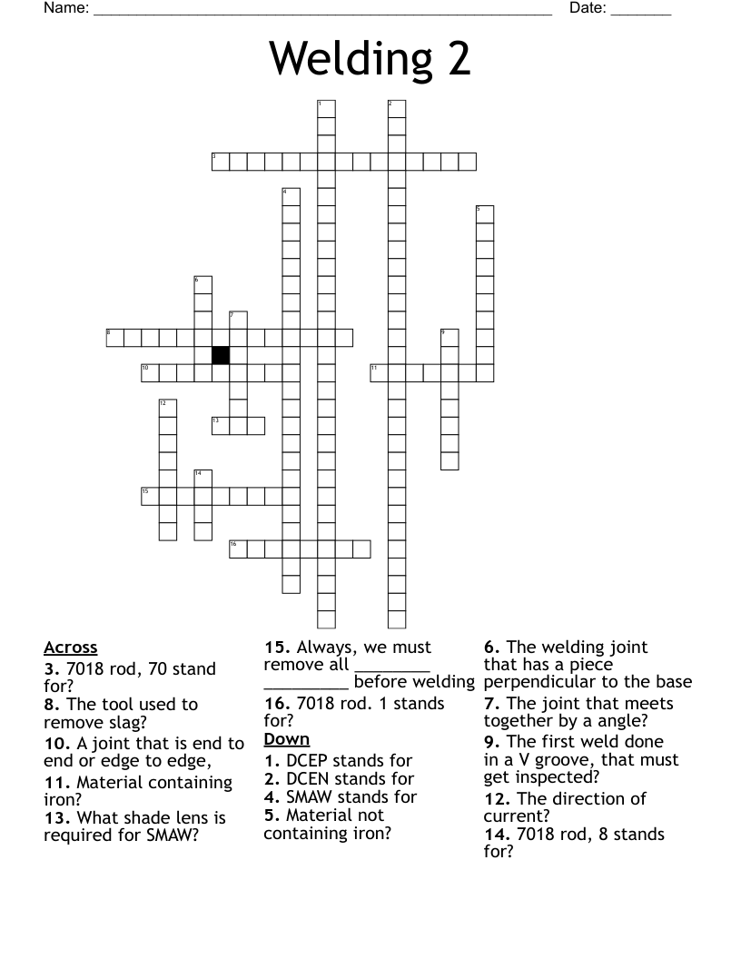 Welding 2 Crossword