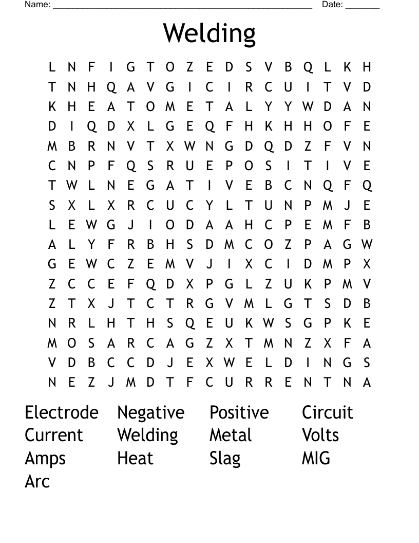 Welding Word Search