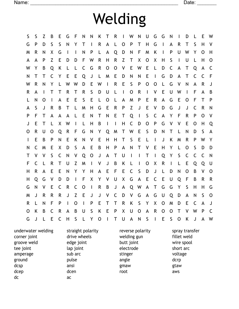 Welding Word Search