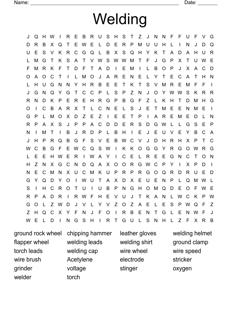 Welding Word Search