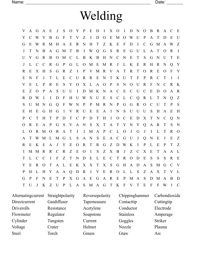 Welding Word Search