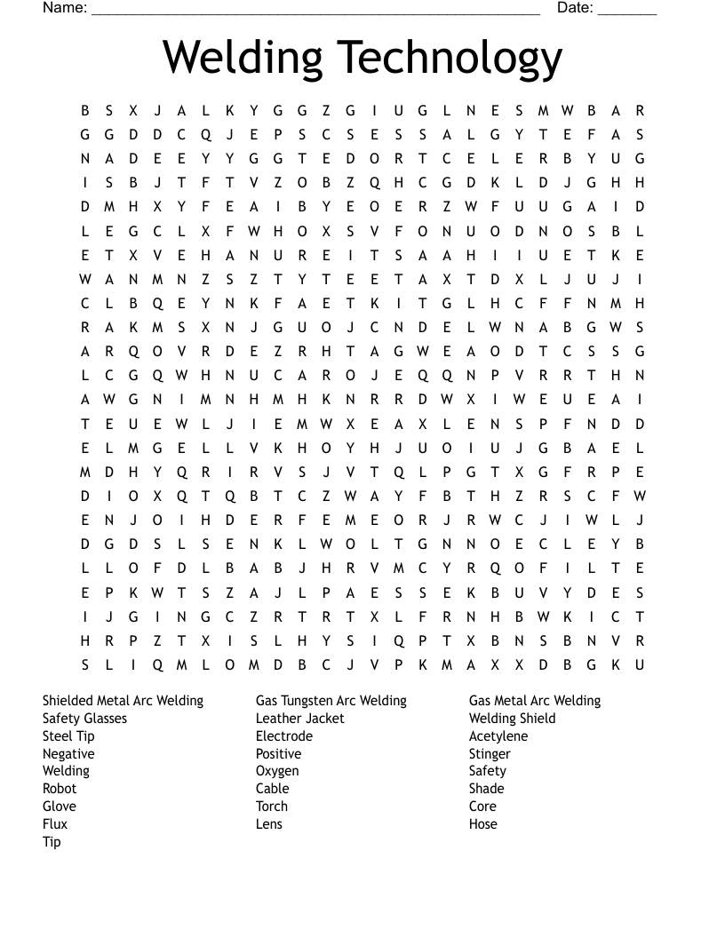 Welding Technology Word Search