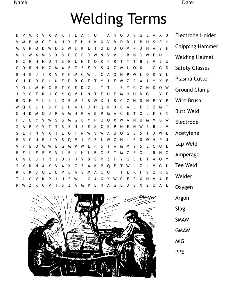 Welding Terms Word Search
