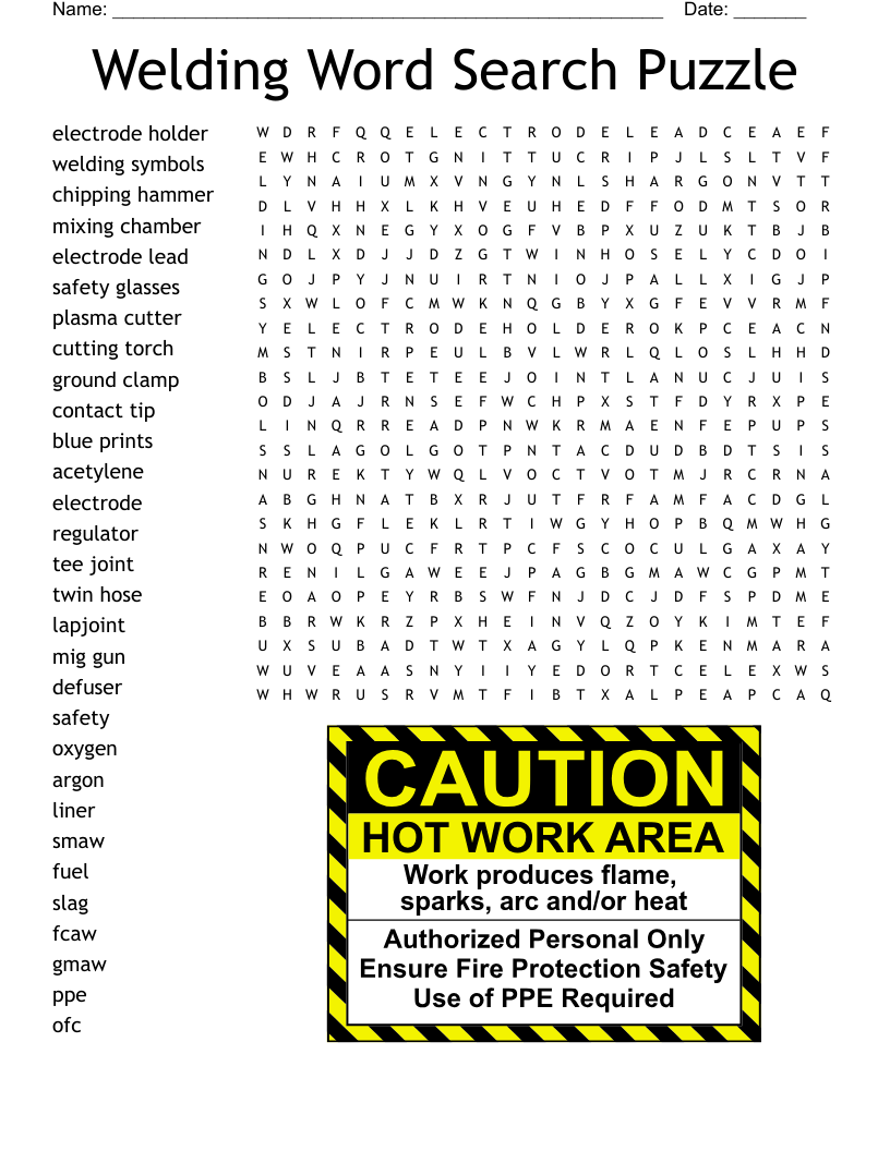 Welding Word Search Puzzle