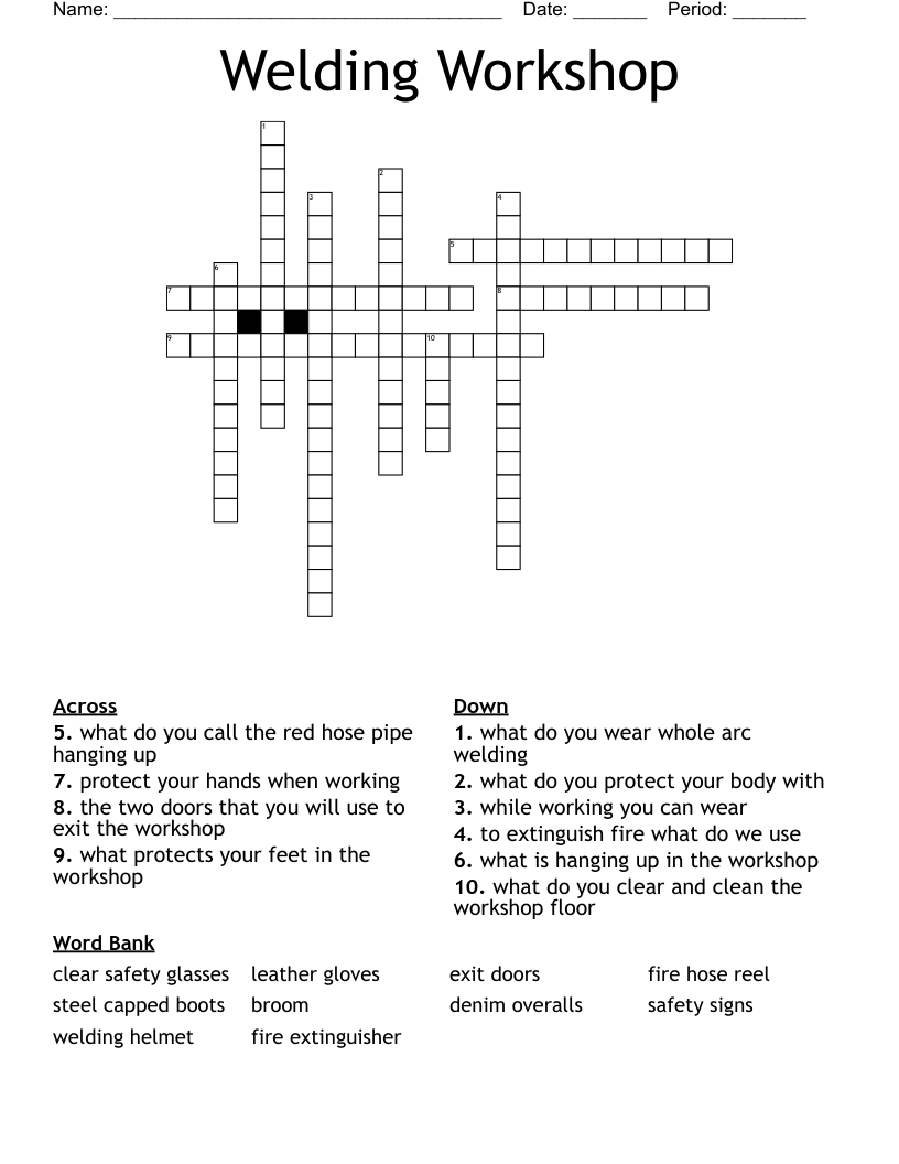 Welding Workshop Crossword