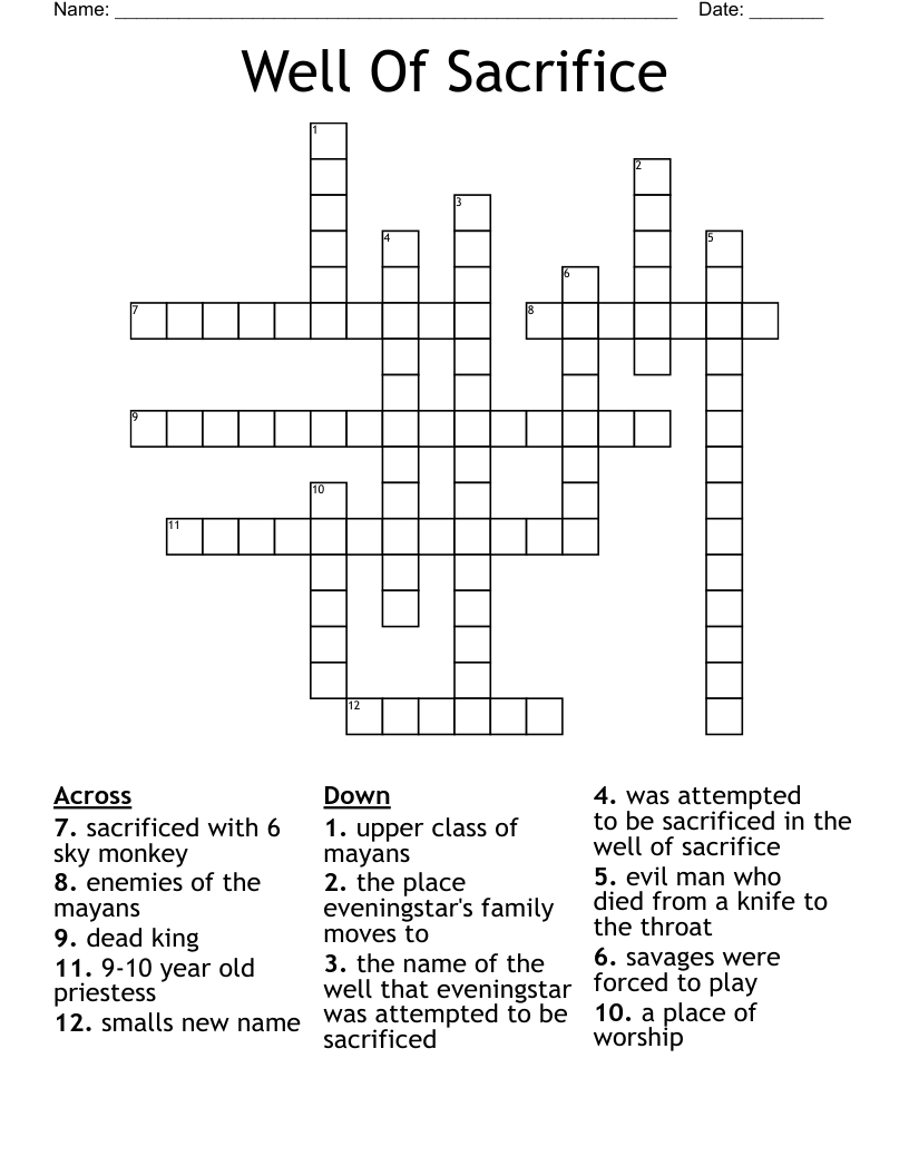Well Of Sacrifice  Crossword