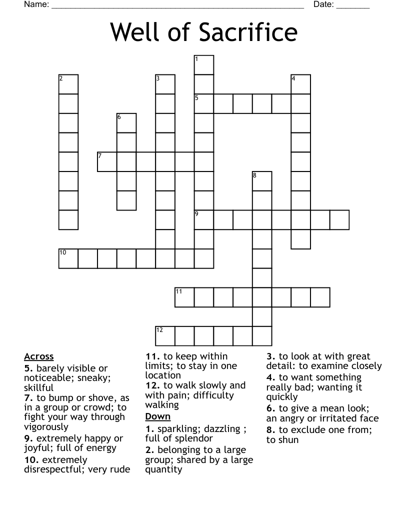 Well of Sacrifice  Crossword