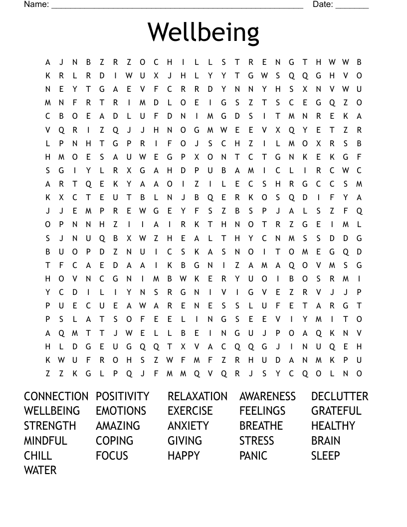 Wellbeing Word Search