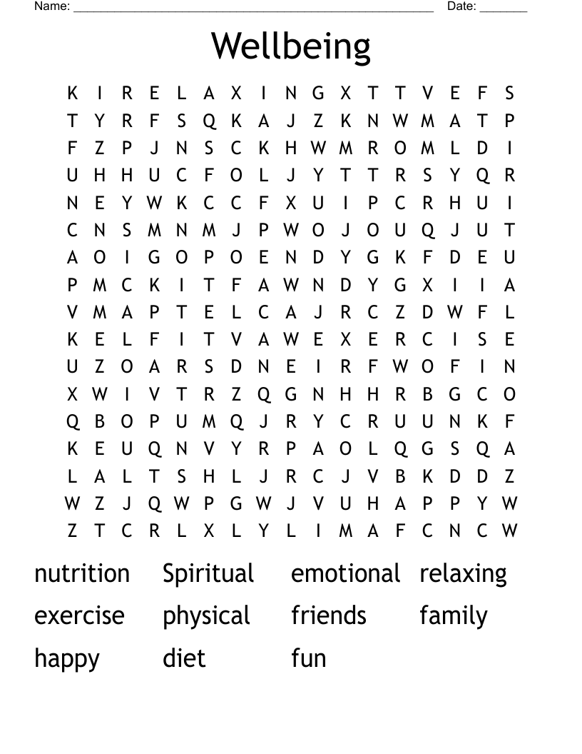 Wellbeing Word Search