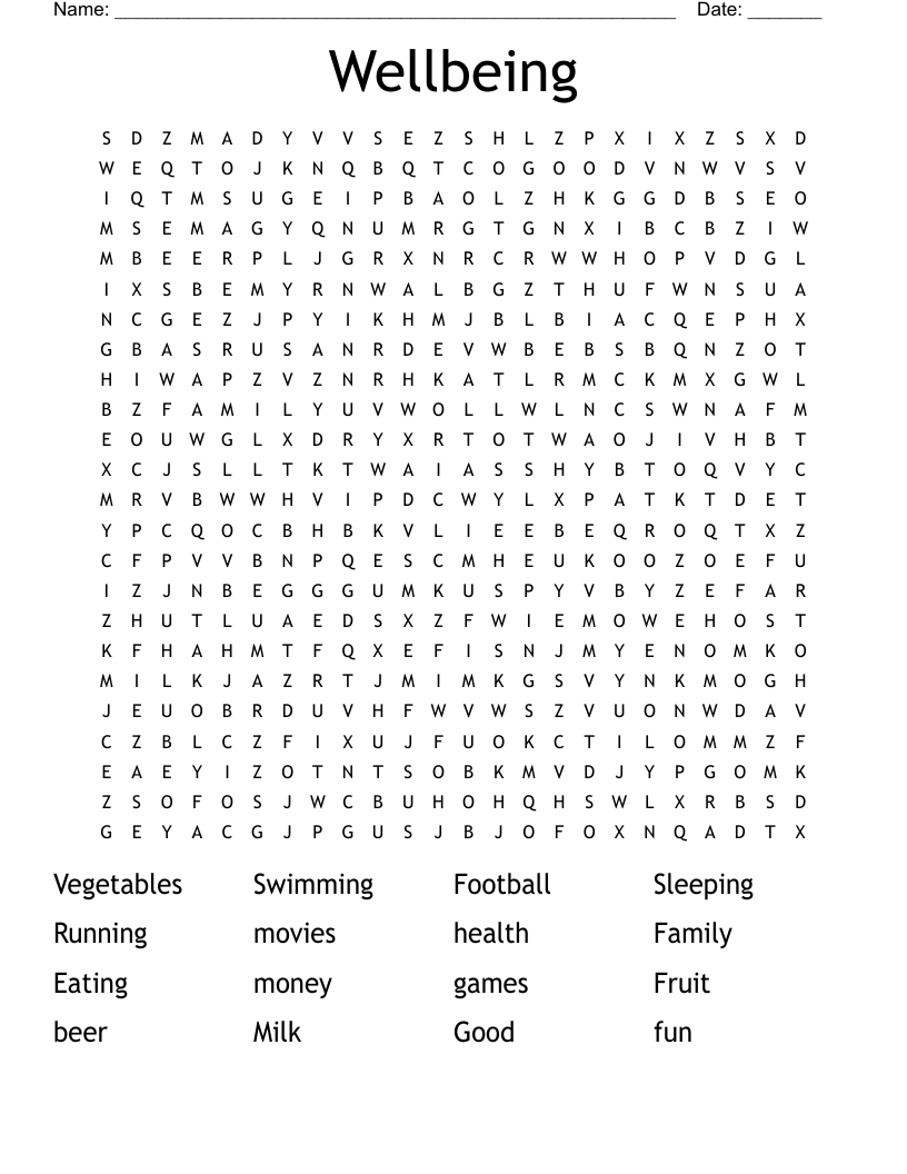 Wellbeing Word Search