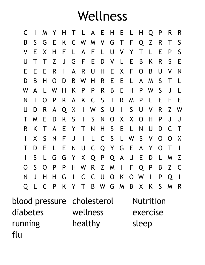 Wellness Word Search