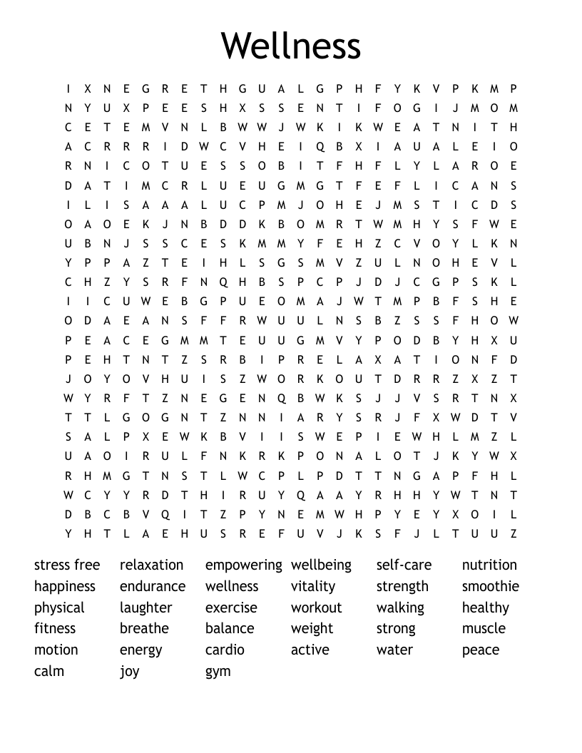 Wellness Word Search