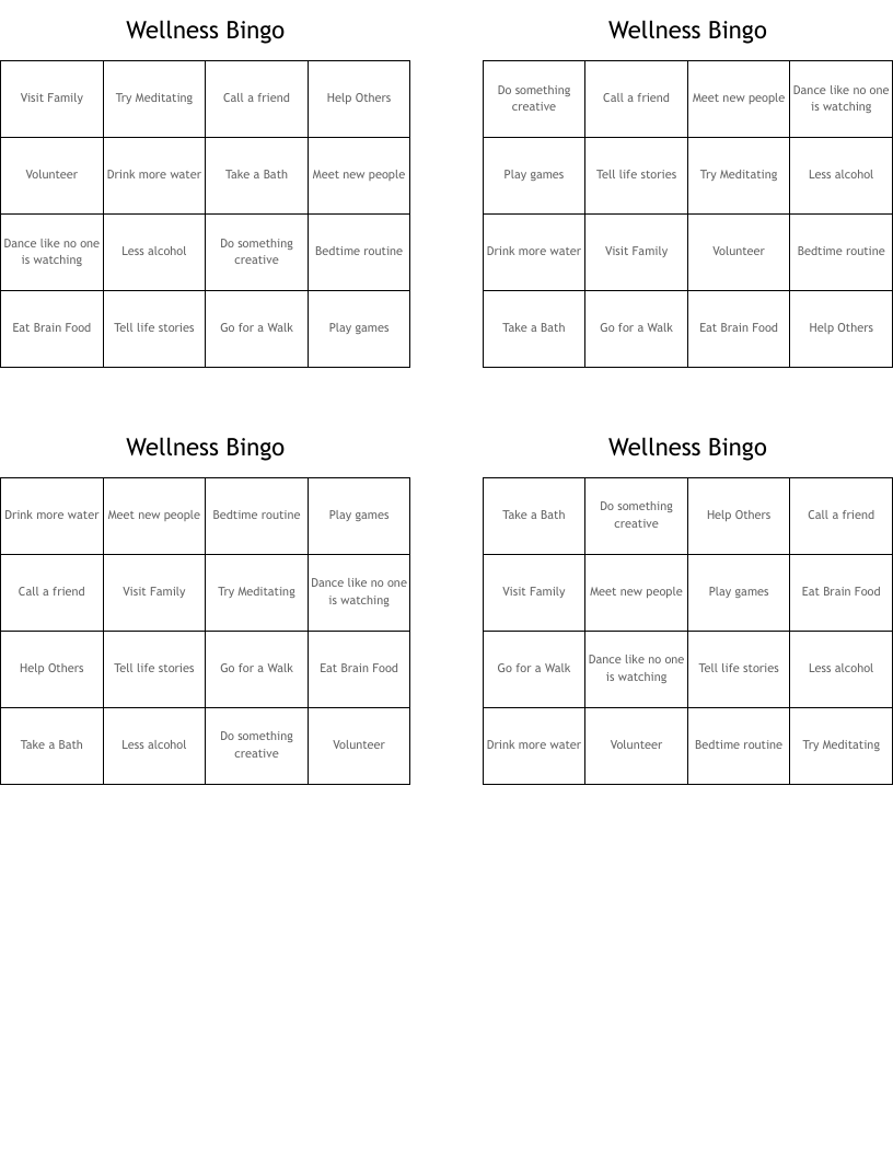 Wellness Bingo