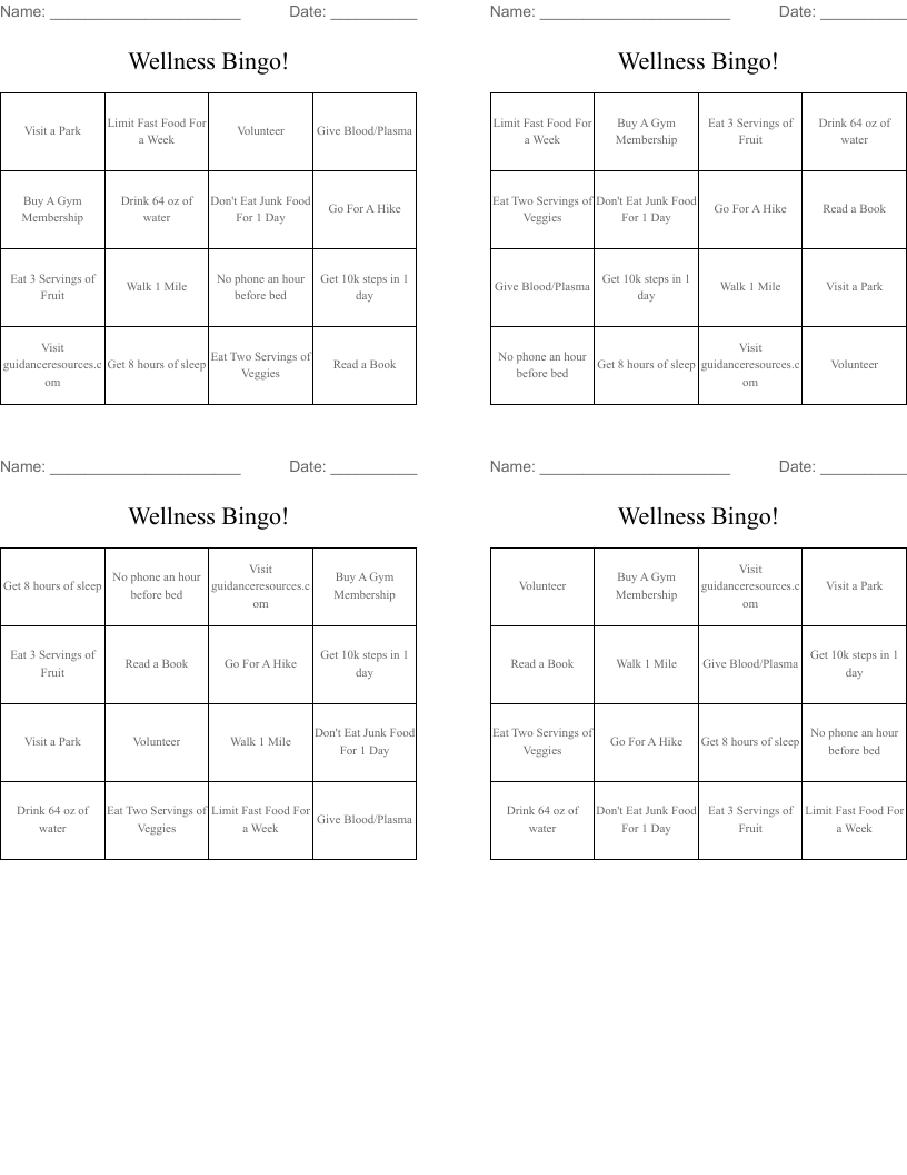 Wellness Bingo!