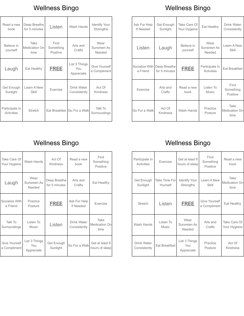 Wellness Bingo