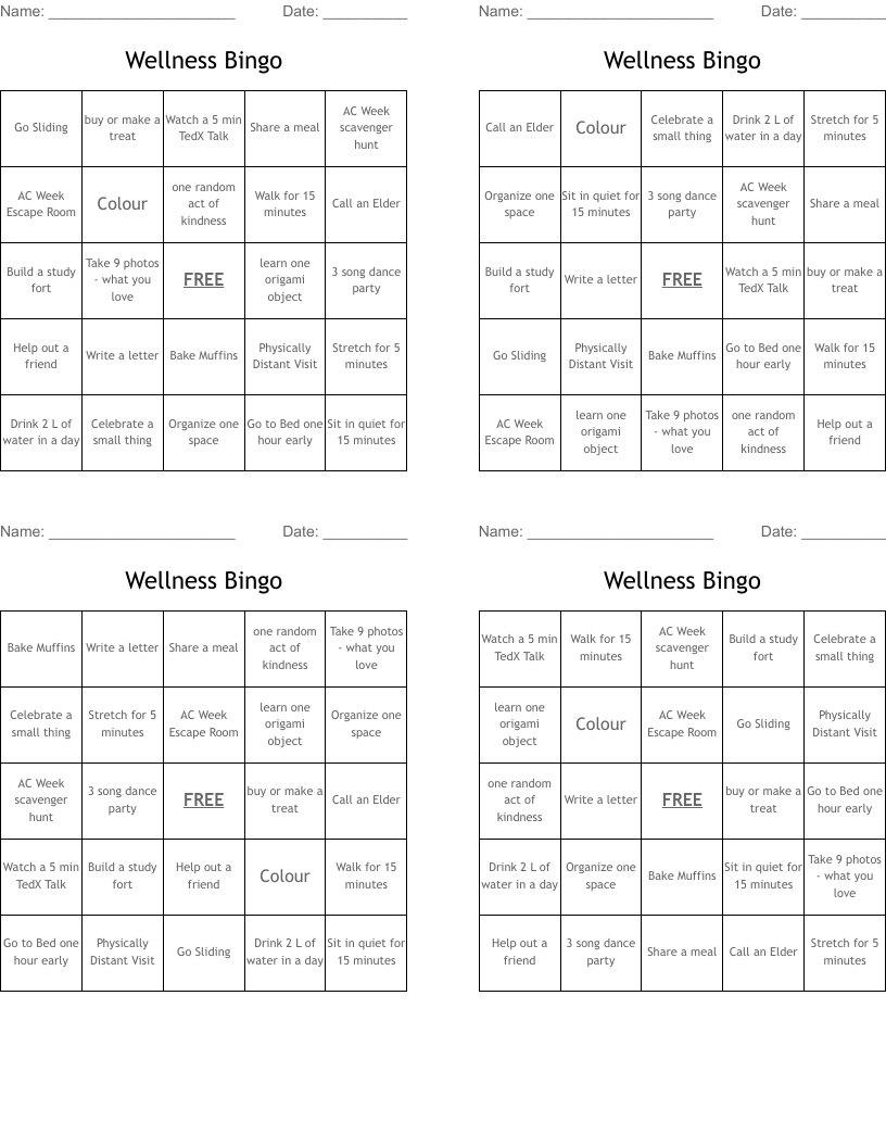 Wellness Bingo