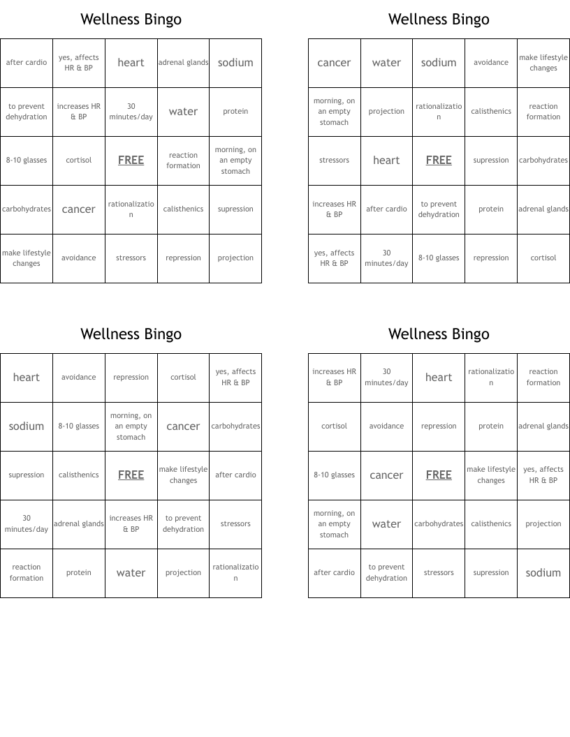 Wellness Bingo