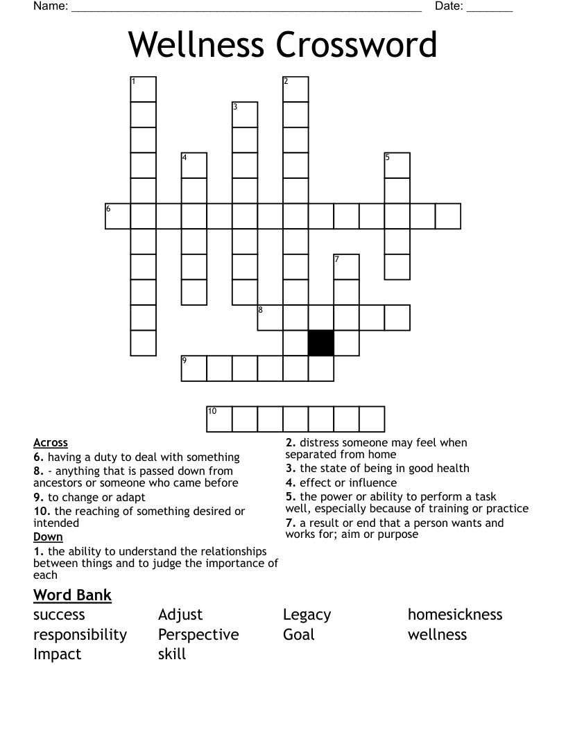 Wellness Crossword