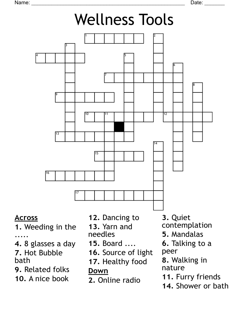 Wellness Tools Crossword