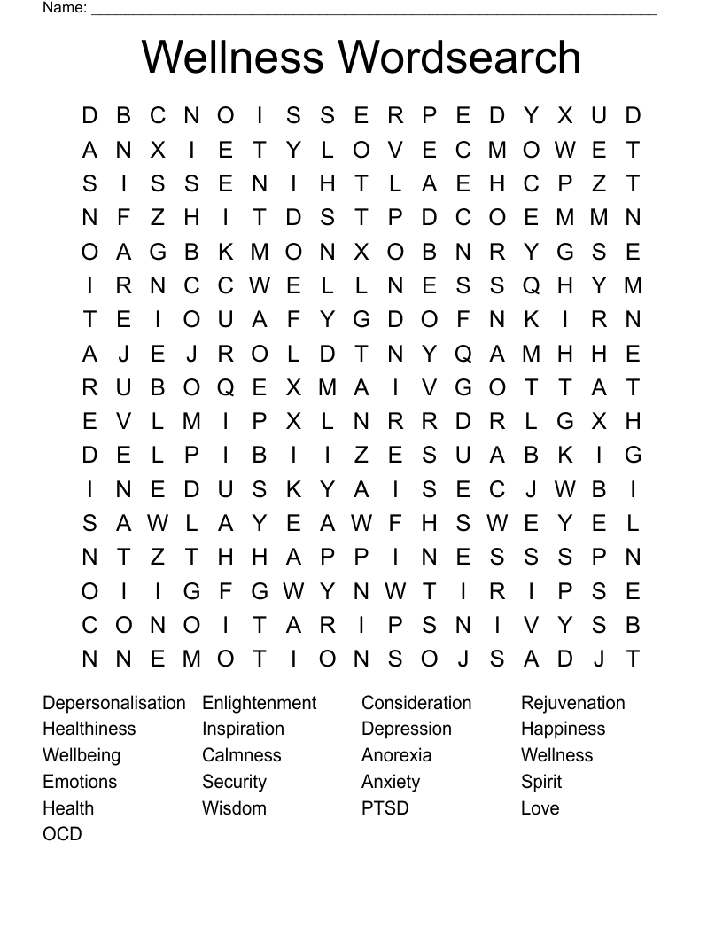 Wellness Wordsearch