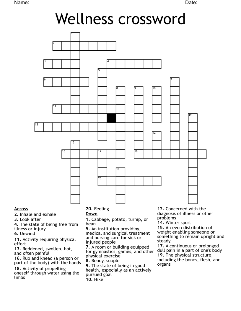 Wellness crossword