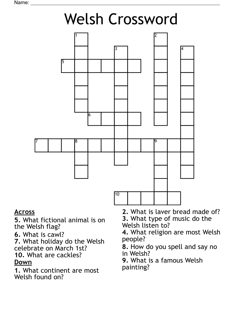 Welsh Crossword 