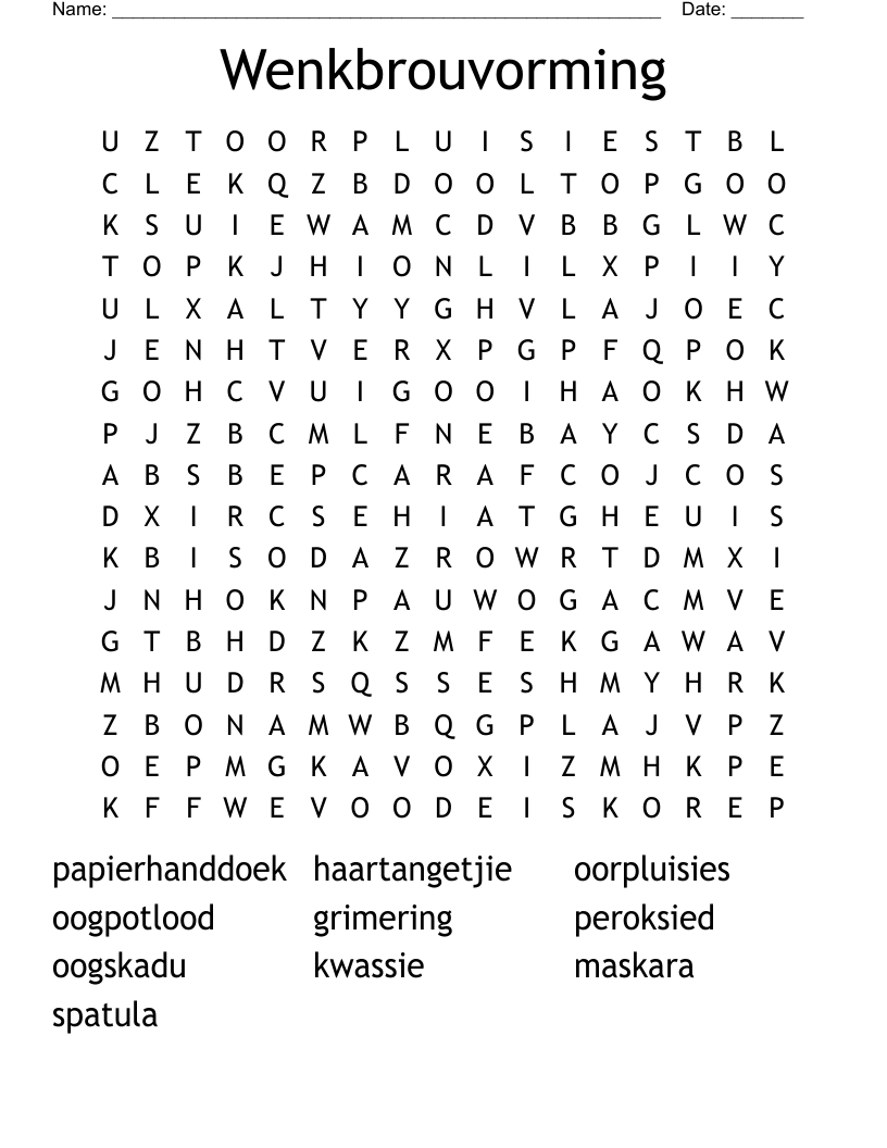 Wenkbrouvorming Word Search
