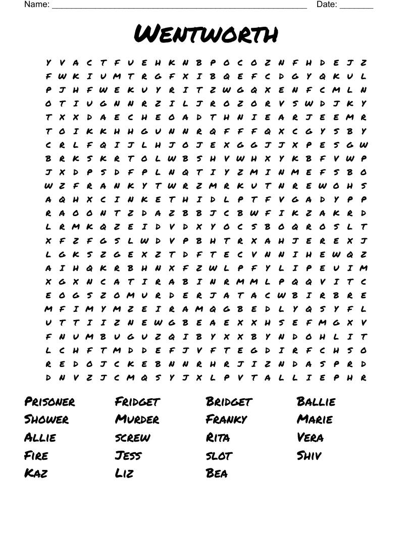 Wentworth  Word Search