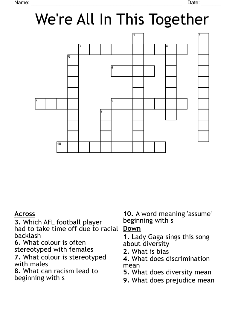 We're All In This Together Crossword