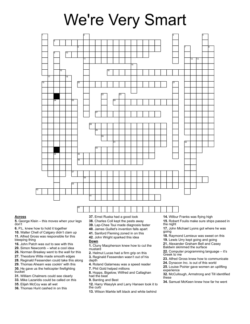 We're Very Smart Crossword