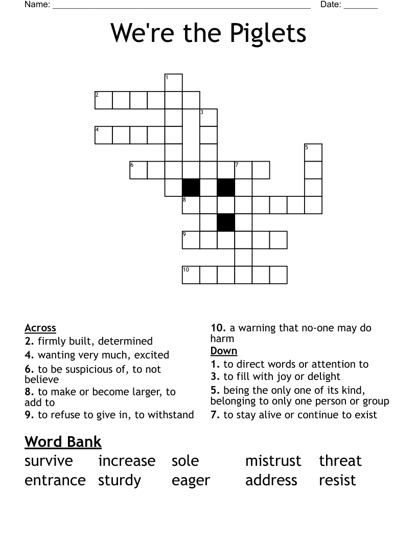 We're the Piglets Crossword