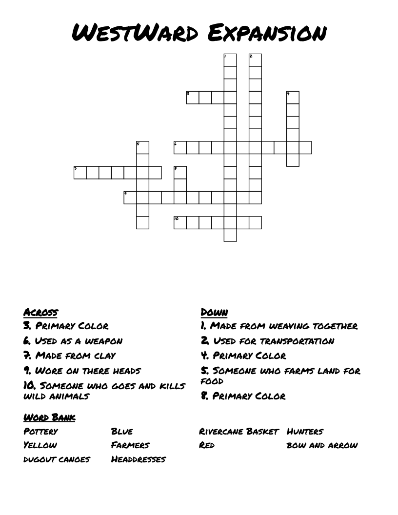 WestWard Expansion  Crossword
