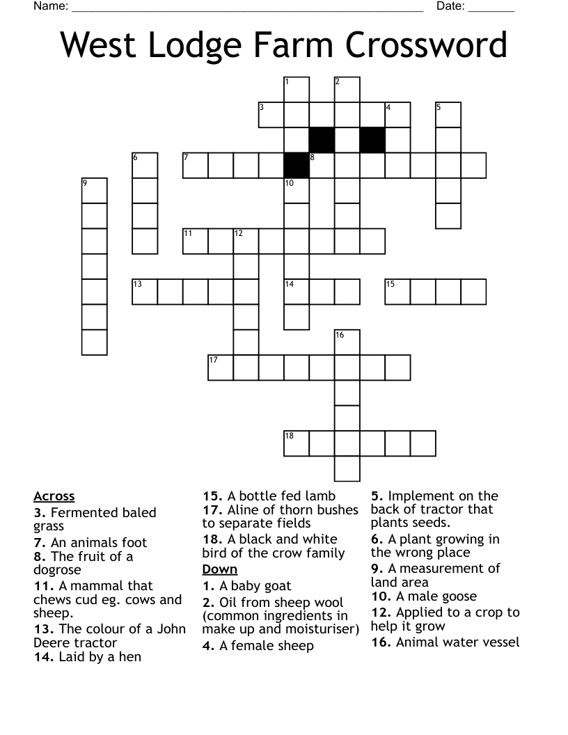 West Lodge Farm Crossword