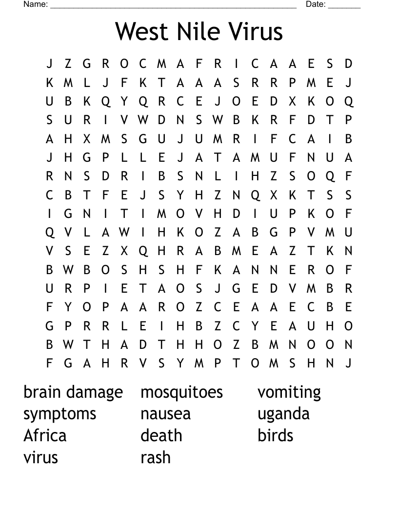 West Nile Virus Word Search
