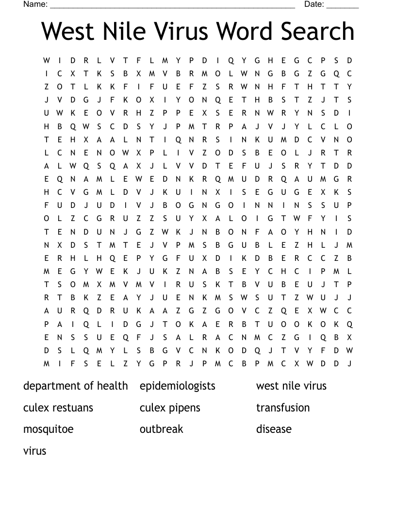 West Nile Virus Word Search