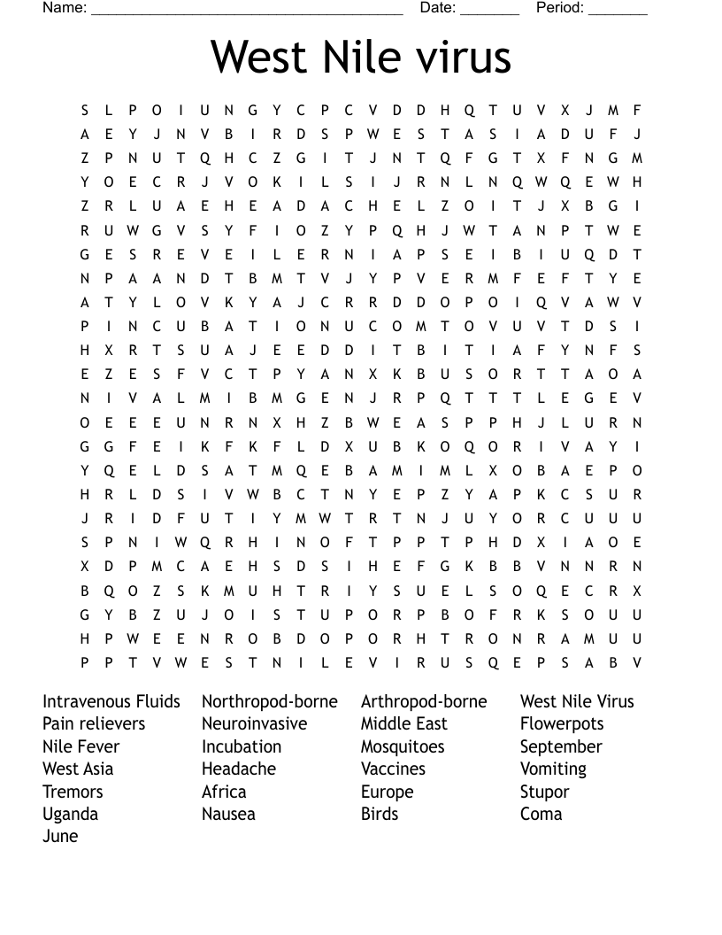 West Nile virus Word Search
