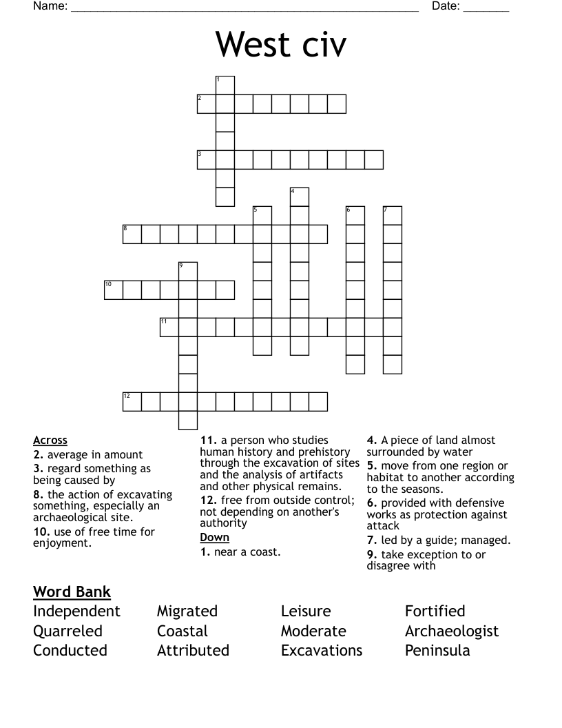West civ  Crossword