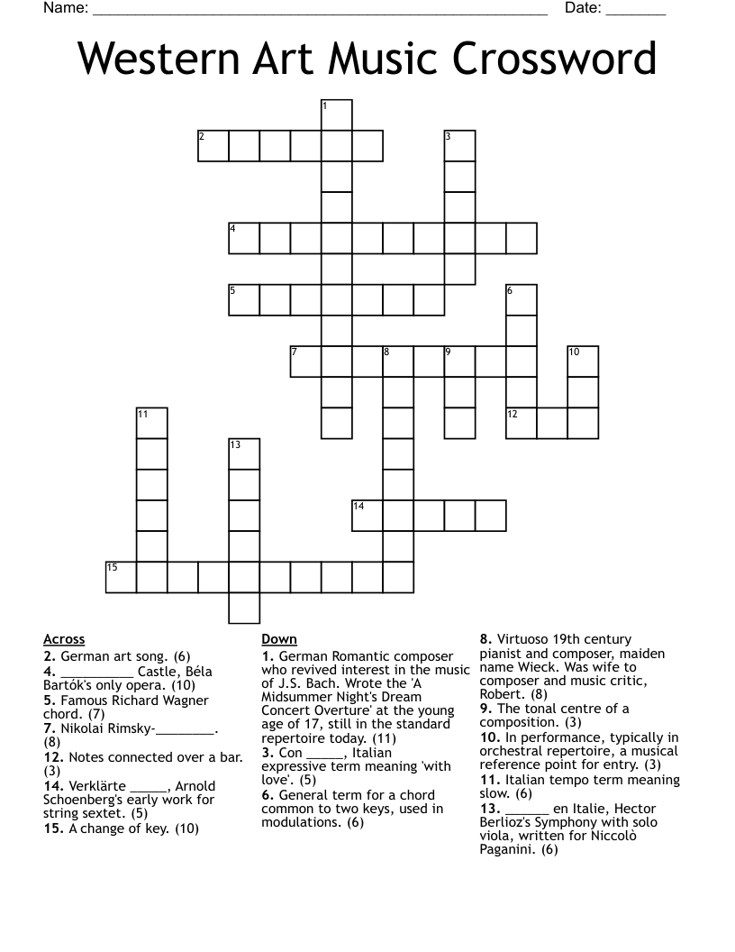 Western Art Music Crossword