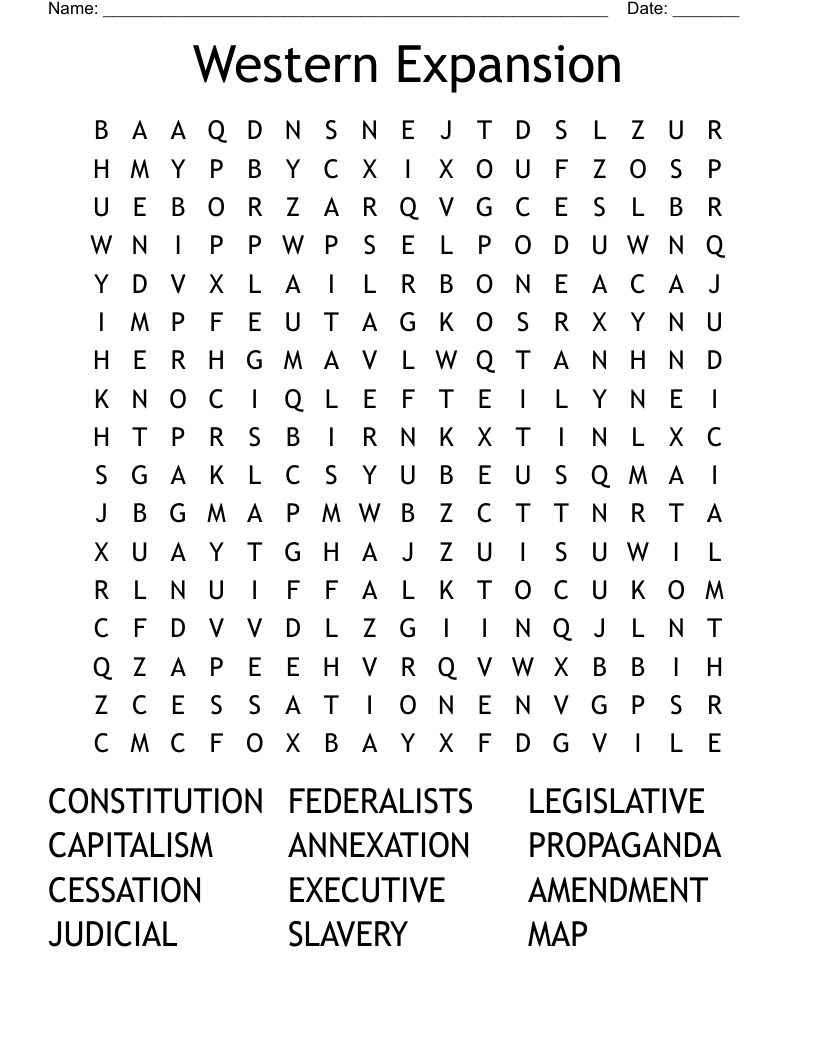 Western Expansion Word Search
