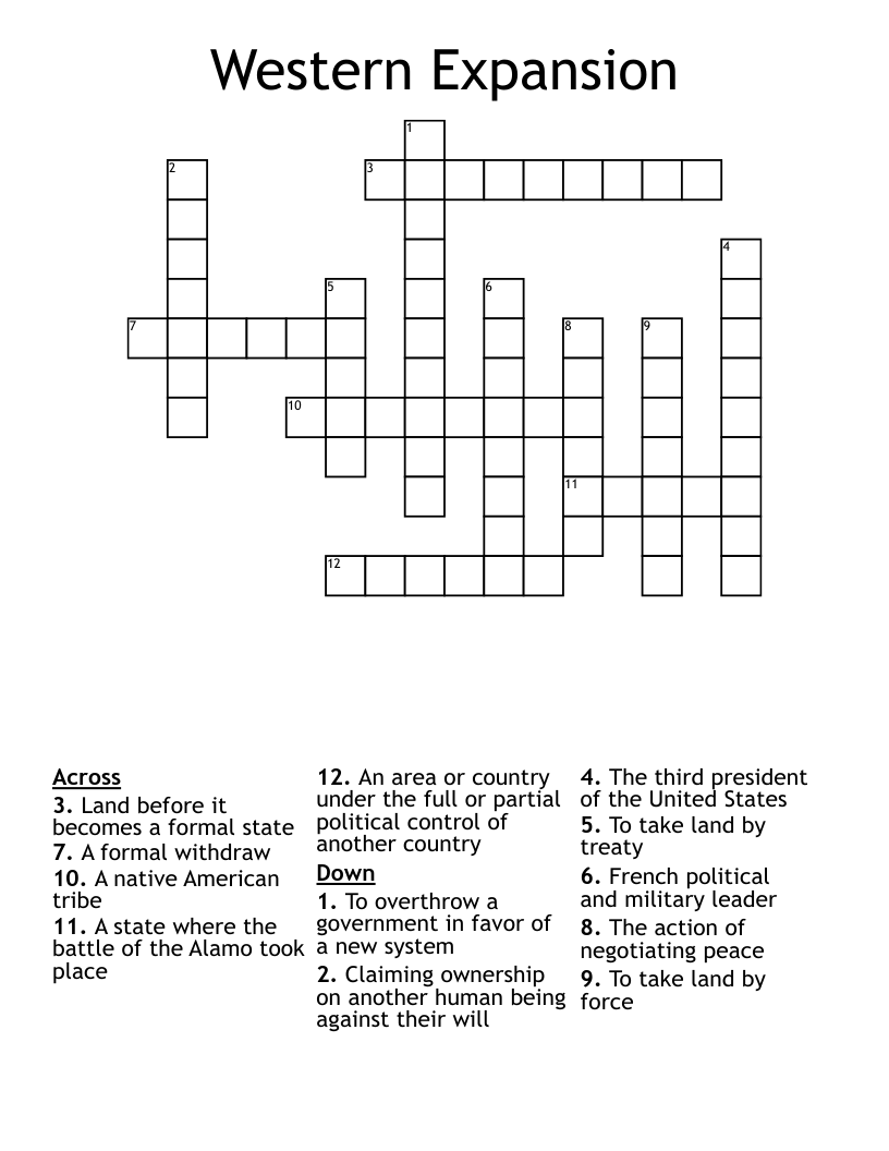 Western Expansion  Crossword