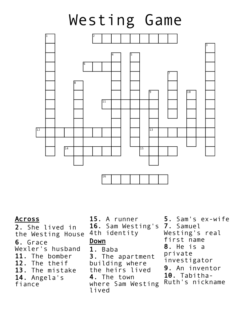 Westing Game Crossword