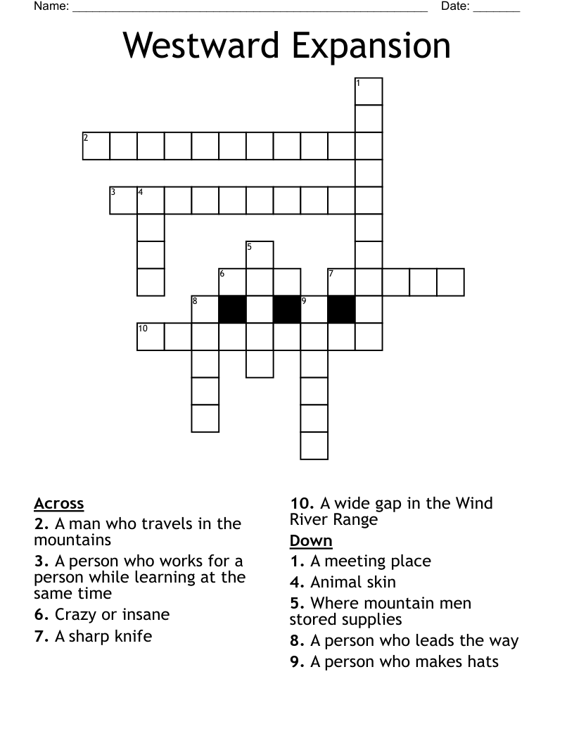 Westward Expansion Crossword