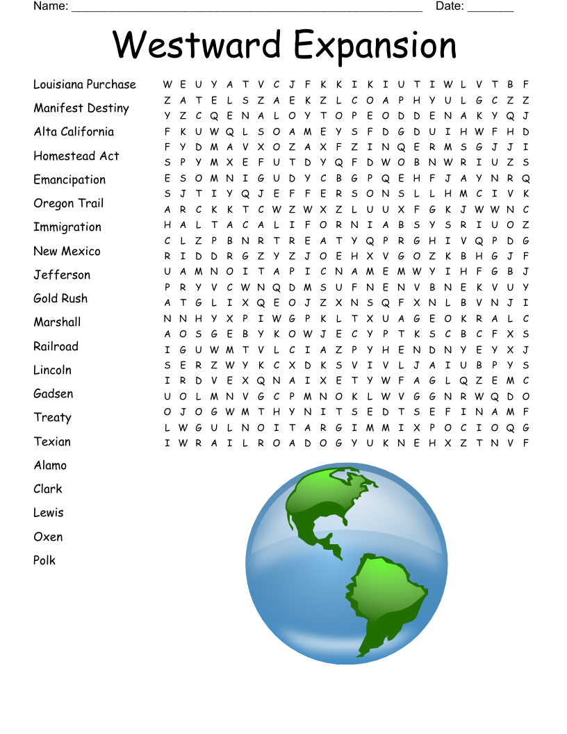 Westward Expansion Word Search