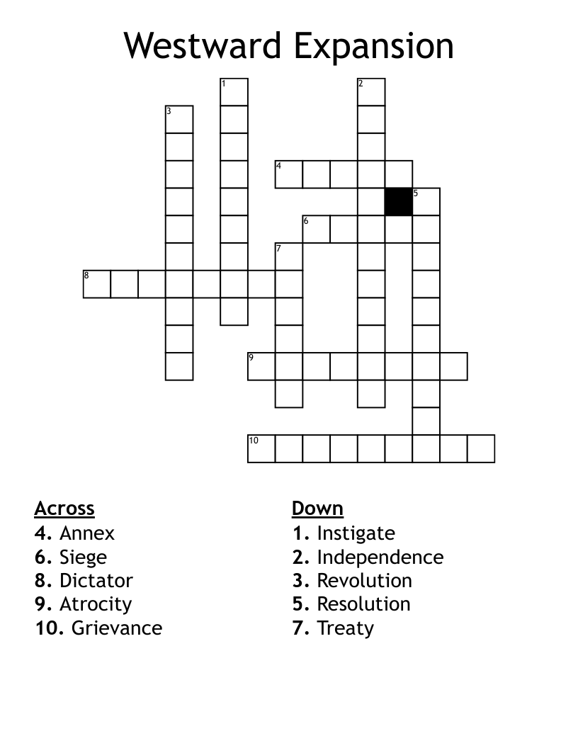 Westward Expansion Crossword