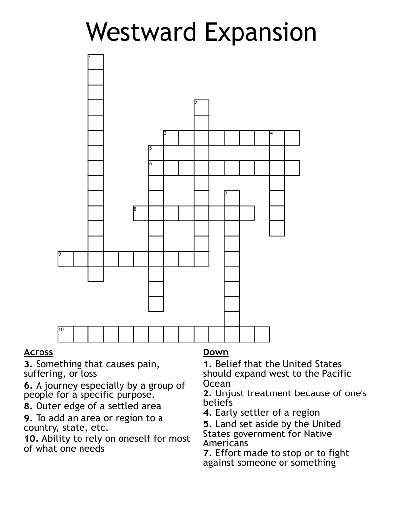 Westward Expansion Crossword