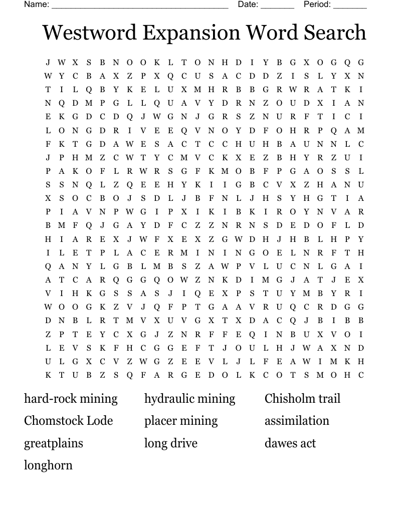 Westword Expansion Word Search