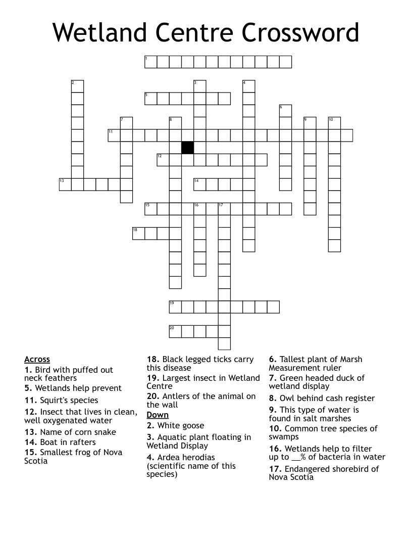 Wetland Centre Crossword