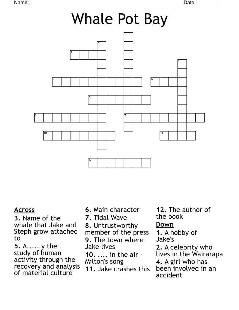 Whale Pot Bay Crossword