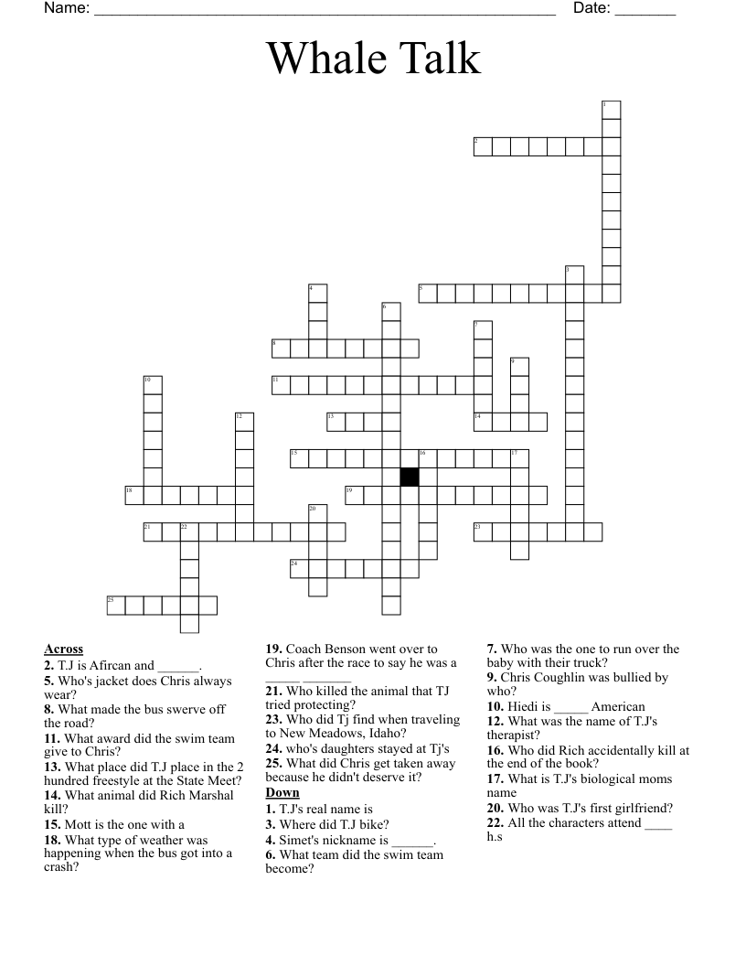 Whale Talk Crossword